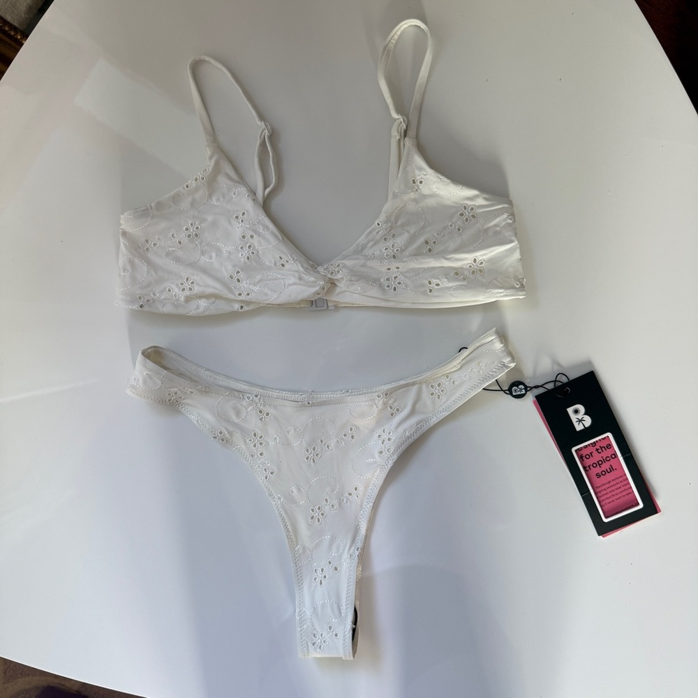 Blackbough swim white eyelet bikini set